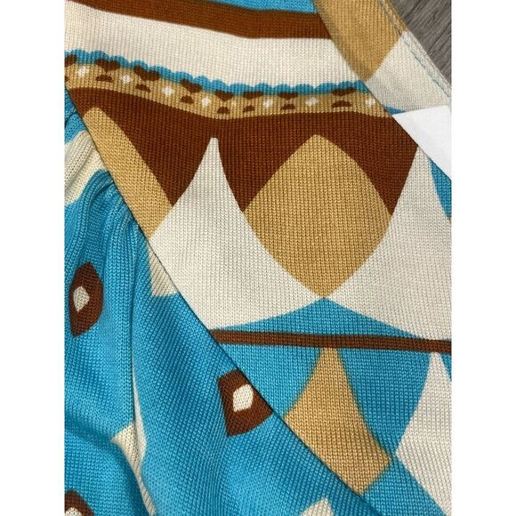 Diane Von Furstenberg Banner Dress Rhombus Blue Brown Print Silk Mini NWT Size 4 - Picture 10 of 10